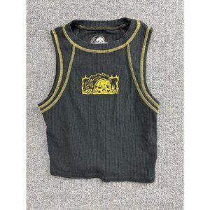 Lurking Class Tank Top Womens Small Black Ribbed Skull Cropped Gothic Graphic